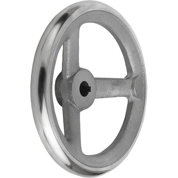 Kipp Handwheel DIN950, D1=250 Reamed Hole With Slot D2=22H7, B3=6, T=24, 8, Grey Cast Iron, Without Grip K0671.1250X22